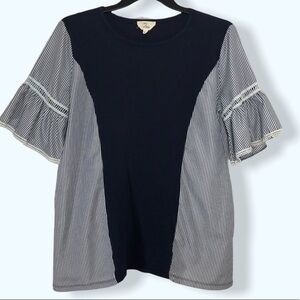 Boutique Brand Navy Striped Top Sz Lg